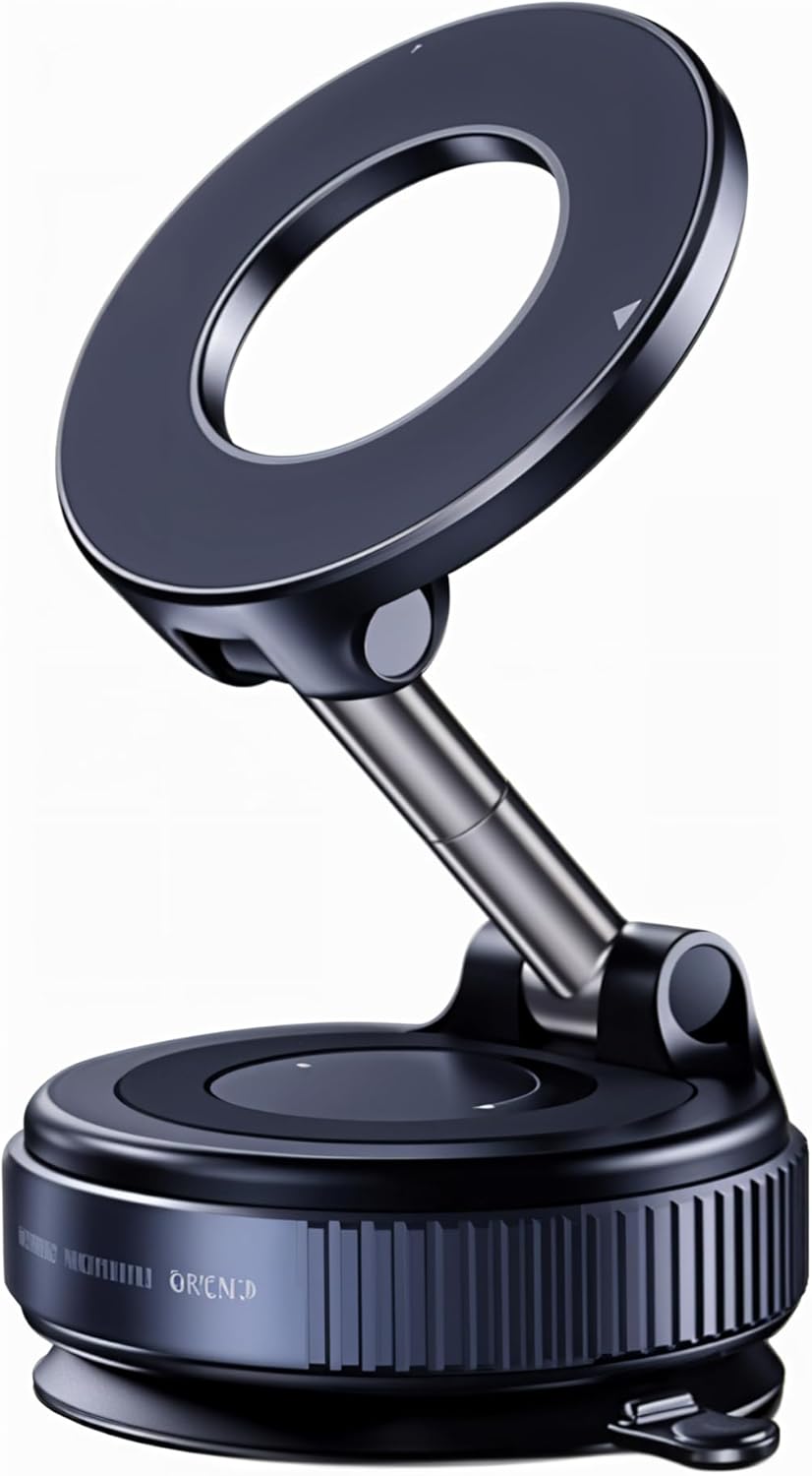 Vacuum Suction Magnetic Phone Mount, Car Suction Cup Holder 360° Rotation