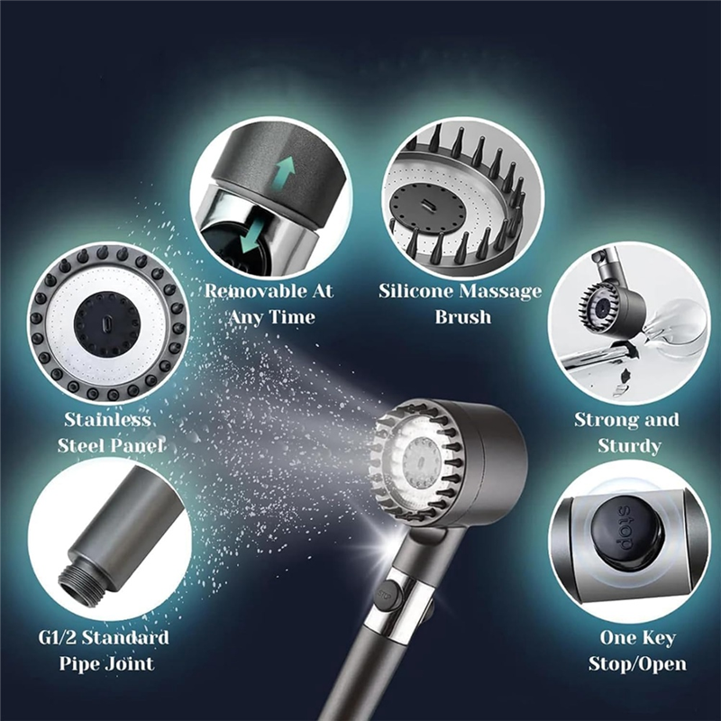 High-Pressure Ionic Shower Head Massager