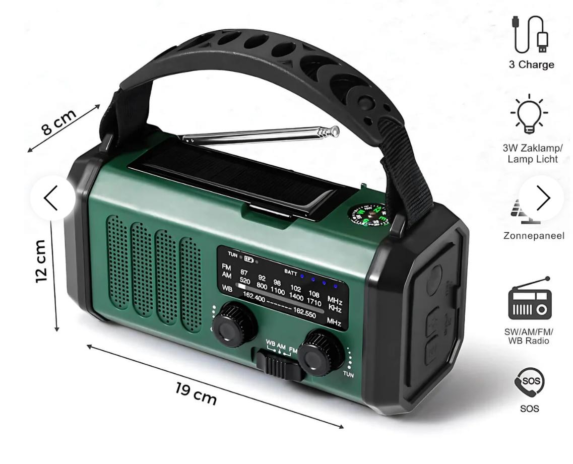 Portable Emergency Radio FM/AM LED Touch light USB Charging SOS Alarm