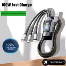100W Fast Charging Cable Multi Charger Multiple USB Universal 3 in 1