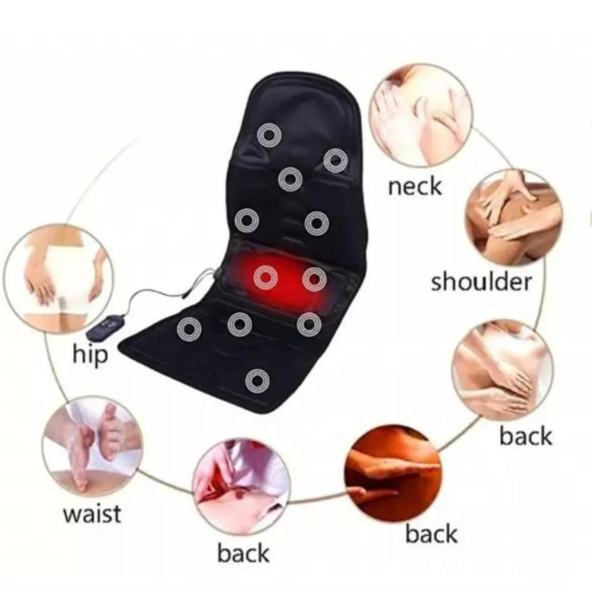 Electric Back Massager Chair Cushion Vibrator Home Car Office Waist Pain Relief