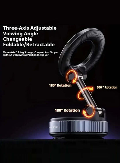 Vacuum Suction Magnetic Phone Mount, Car Suction Cup Holder 360° Rotation