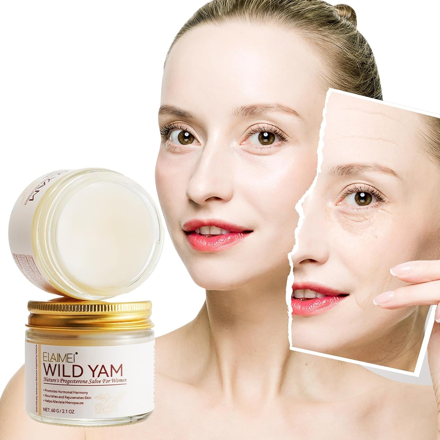 Wild Yam Cream Organic For Hormone Balance,Wild Yam Root Cream Skin Moisturizer, Relief for Dry Skin,
