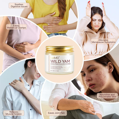 Wild Yam Cream Organic For Hormone Balance,Wild Yam Root Cream Skin Moisturizer, Relief for Dry Skin,