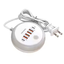 50W Multi Ports USB Fast charging charger with touch led light