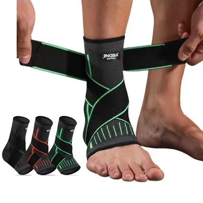 Elastic Ankle Support Nylon Knitted Compression Ankle Sleeve with Strap Breathable Ankle Brace