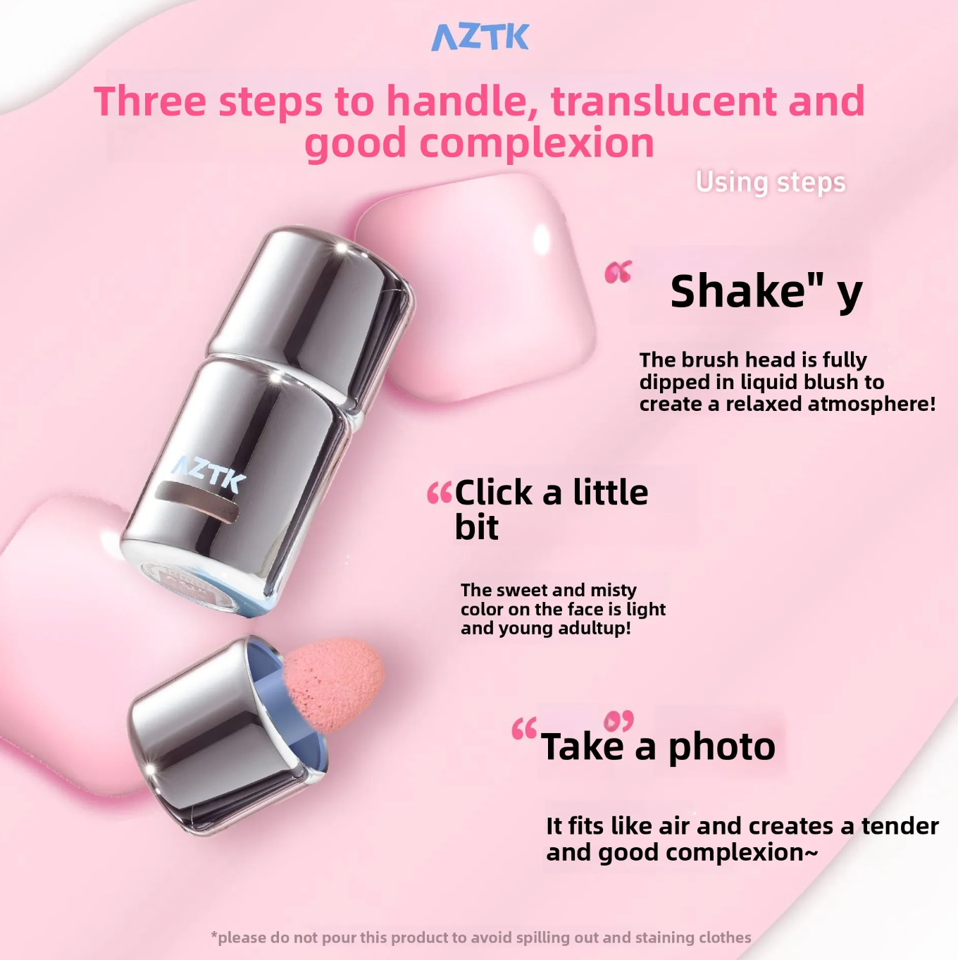 AZTK Liquid Blush Highlighter Contour Stick Creamy Matte Natural Flush Face Sculpting Lifting Long-Lasting