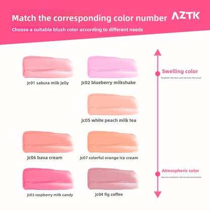 AZTK Liquid Blush Highlighter Contour Stick Creamy Matte Natural Flush Face Sculpting Lifting Long-Lasting