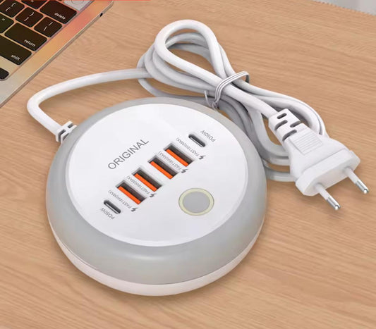 50W Multi Ports USB Fast charging charger with touch led light